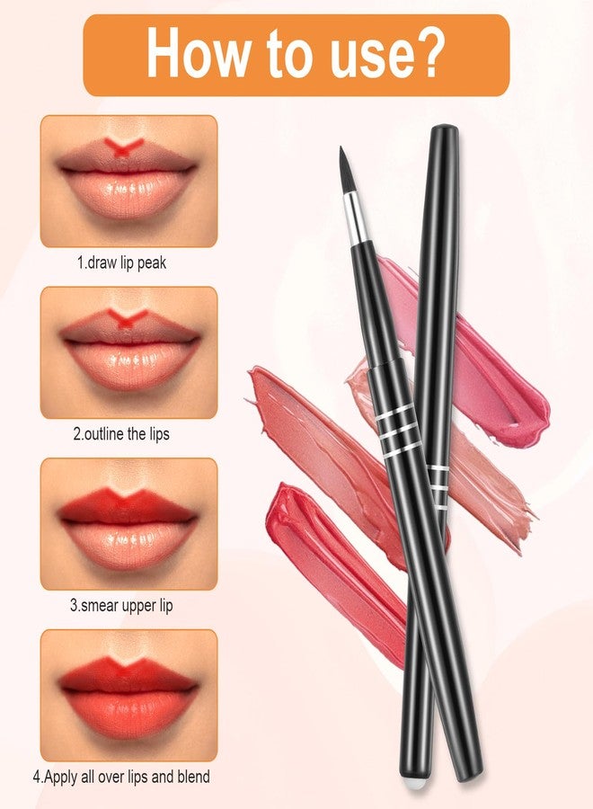 AOZUO 4Pcs Retractable Lip Brush for Lipstick, Travel Lip Brush, Portable Lip Liner Brush, Professional Lip Balm Applicator Lip Makeup Brush with Cap Lip Makeup Tools for Women Lip Gloss - Image 5